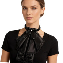 Delicaat chiffon volantkraag afneembaar fashion-Zwart