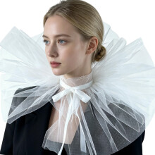 Stylish Detachable Collar Multilayered Sheer False Collar-White