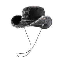 Trendy Distressed Blue Denims Bucket Hat Outdoor-Schwarz