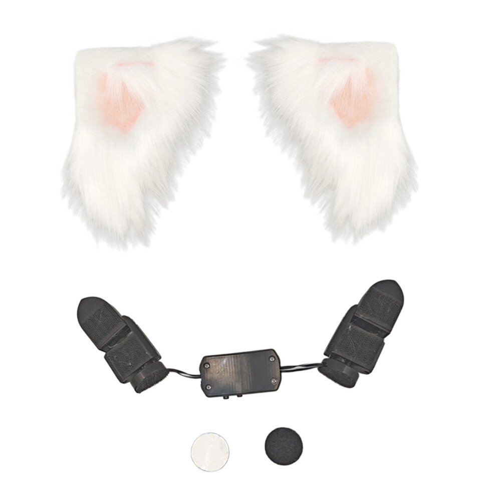 White Realistic Animated Cats Ear Headband With Customizable