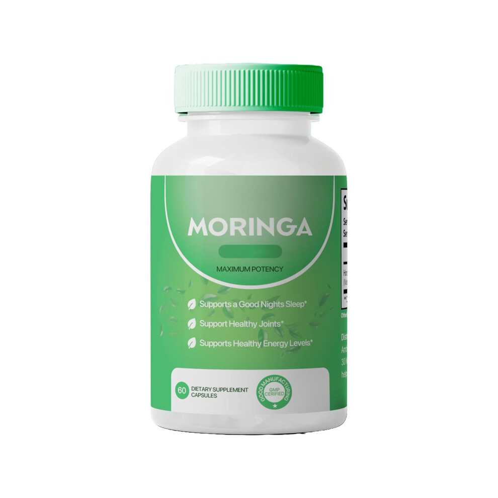 (1PC) Moringa Capsules - Maximum Potency Moringa Supplement, 60 Vegan Capsules, Supports Sleep, Joint Health & Energy Levels