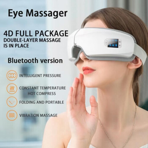 Έξυπνο μασάζ ματιών με αερόσακο 4D, ζεστή συμπίεση και δόνηση, λευκό, unisex 1