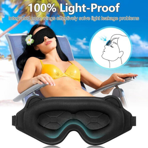 3D Sleep Mask for Men and Women, Zero Eye Pressure, Side Expanded Design, Soft Comfortable Adjustable Fit 2