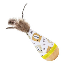 Wooden Wobbling Cats Teaser Toy Natural Wood Base-PolkaDots