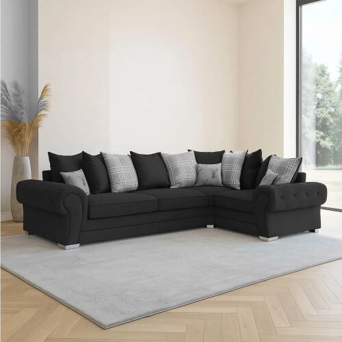 Furniture 786 Chingford Full Back 2c1 Corner Sofa Black