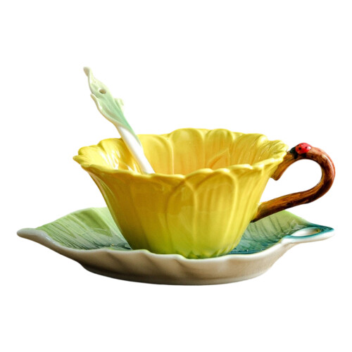 Delicate Hand Painted Coffee Cup And Saucers Set-sunf1ower