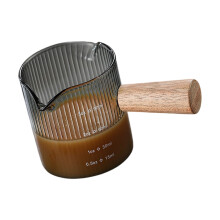 Glazen koffiekan met houten handvat-Grijze dubbele mond wi