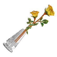 Crystal Rose Flower Figurine Romantics Gift for Wife-Yellow
