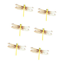 6Pcs Colorful Artificial Dragonflies Weatherproof For-Yellow