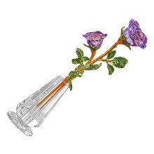 Crystal Rose Figurines Ornament,Crystal Bouquet Ornament-Purple