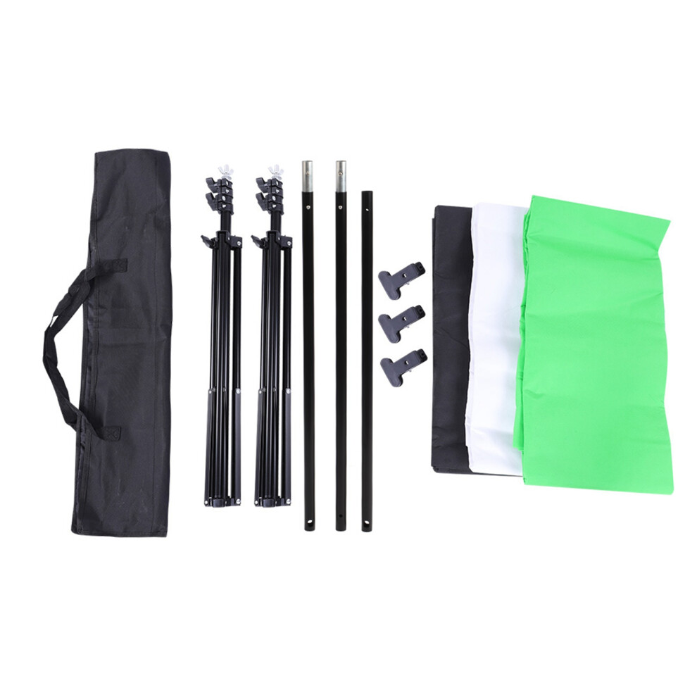 2X2m Photography Stand Backdrop Set Black/White/Green 7340572905710