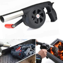 1 Pack Black Hand Crank Blower Manual Portable Barbecue Air Blower for Outdoor Camping Picnic Charcoal Grill and Fire Starter Tool