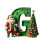 Green Personalized Christmas Initial Ornament with Santa 2