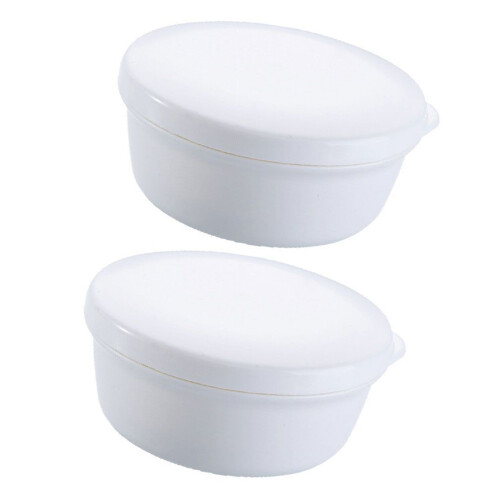 2PCS Travel Use Soap Storage Box With Secure Cover To-White