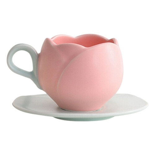 Luxurious Retro Ceramic Espressos Cup Set With Textured-Pink