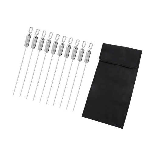 10 Pack Multipurpose Skewers Stainless Steel Texture-tierce