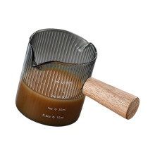 Elegant Vertical Ribbed Glass Milk Frother-Graydoublemouth wi