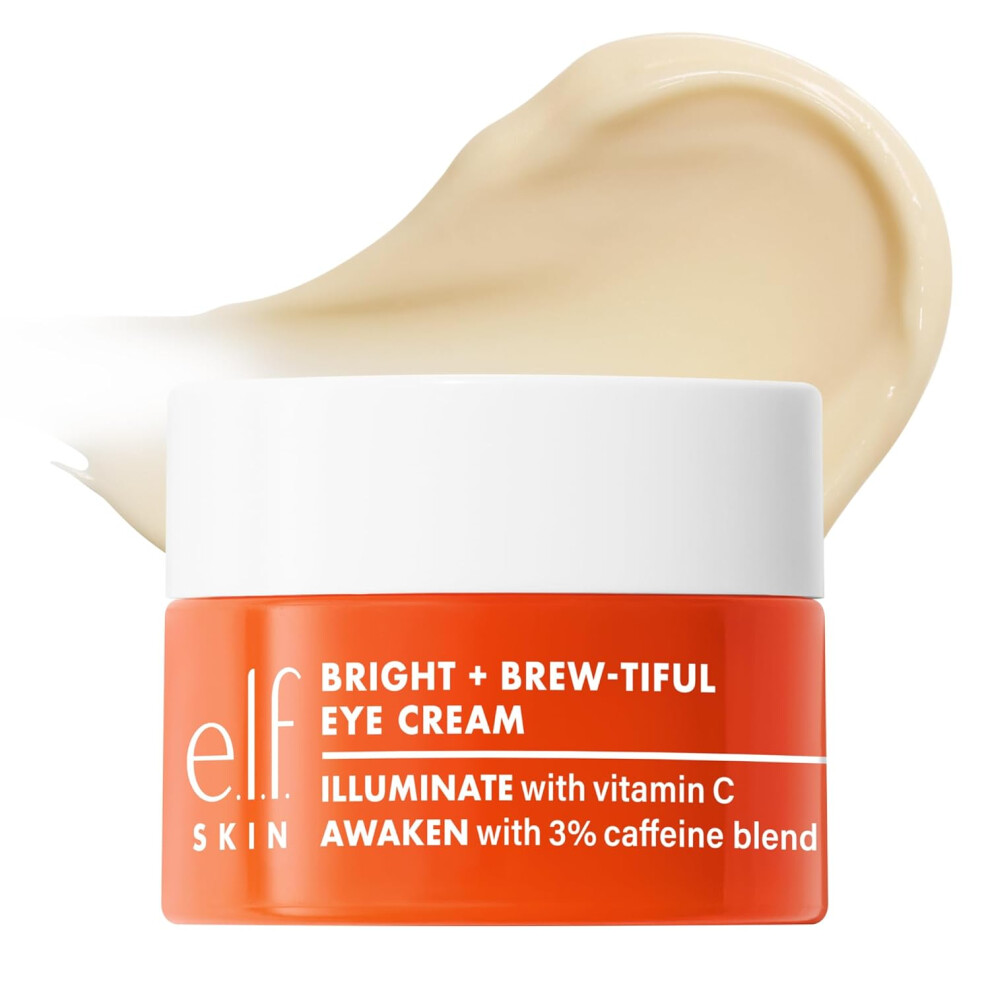 E.l.f. Cream/Dark Skin Bright + Brew-Tiful Eye Mini, Helps Brighten Appearance Of Undereye Circles & Repair Puffiness, Vegan & Cruelty-Free