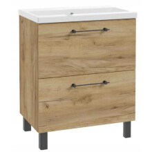Pot de fleurs rond, imitation bois gris clair, 40 cm Madera