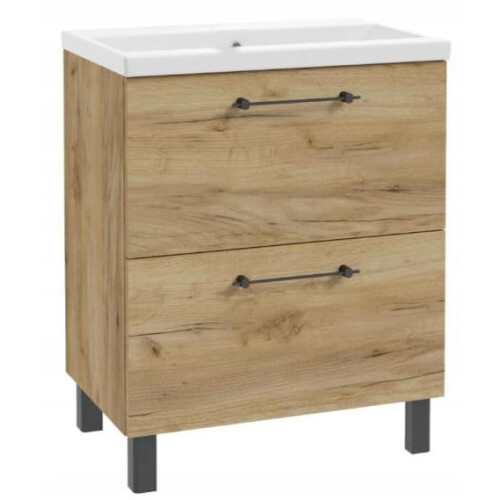 Pot de fleurs rond, imitation bois gris clair, 40 cm Madera