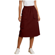 Women's Cargo Skirt Elastic High Waist Utility-Burgundy M