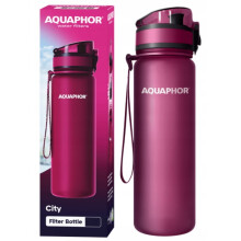 Aquaphor filterfles + 1 waterfilterpatroon 0,8 L bordeauxrood