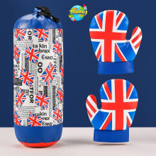 (Blue) Kids Punching Bag & Boxing Gloves Set with Sound