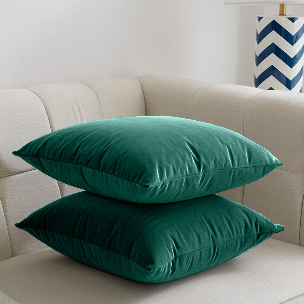 Imperial Rooms (Green Emerald- Plain Velvet Cushion Covers) Crushed Velvet Cushion Covers Throw Pillowcase