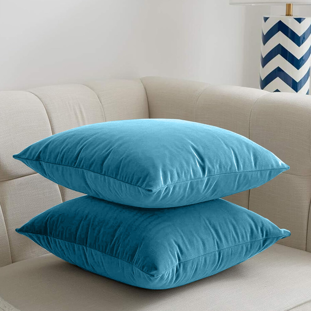 Imperial Rooms (Teal- Plain Velvet Cushion Covers) Crushed Velvet Cushion Covers Throw Pillowcase