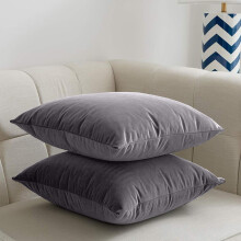 (Charcoal- Plain Velvet Cushion Covers) Crushed Velvet Cushion Covers Throw Pillowcase