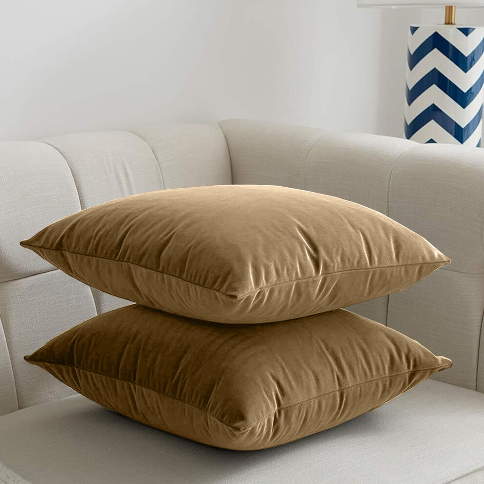 Imperial Rooms ( Coffee/ - Plain Velvet Cushion Covers) Crushed Velvet Cushion Covers Throw Pillowcase Brown