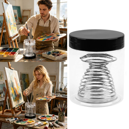2Pieces 250ml Capacity Plastic Paint Brush Cleaning Cups With 1
