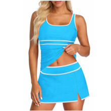 Women's neck swimsuit, loose fit, color blocking, -18 XL