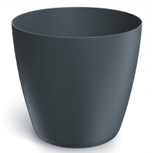Antracietkleurige matte plastic bloempot 13,8 x 12,7 cm, gladde matte deksel