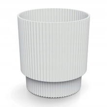 Witte geribbelde plastic bloempot op een steel, 13,8 x 12,8 cm, Milly Round deksel