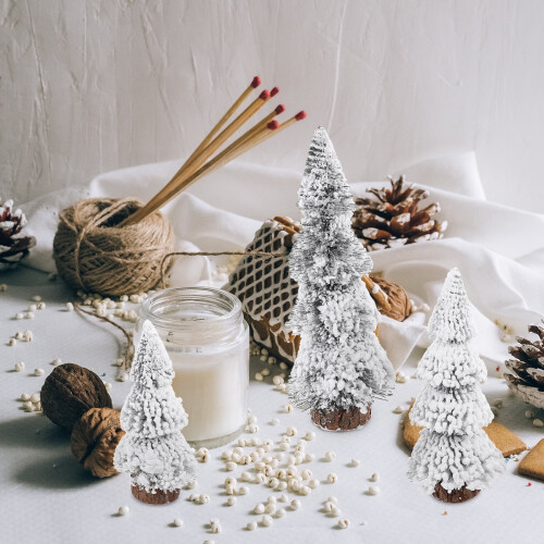 Ensemble de 3 mini sapins de Noël blancs enneigés Weiweiguan 1