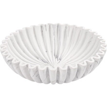 Bol décoratif en pierre artificielle beige, design moderne à volants