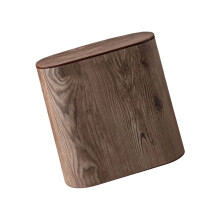 Poubelle Ă couvercle Ă pression avec-motif en bois noir