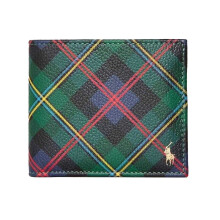 Ralph Lauren Mens Polo Plaid Leather Trifold Everyday Wallet