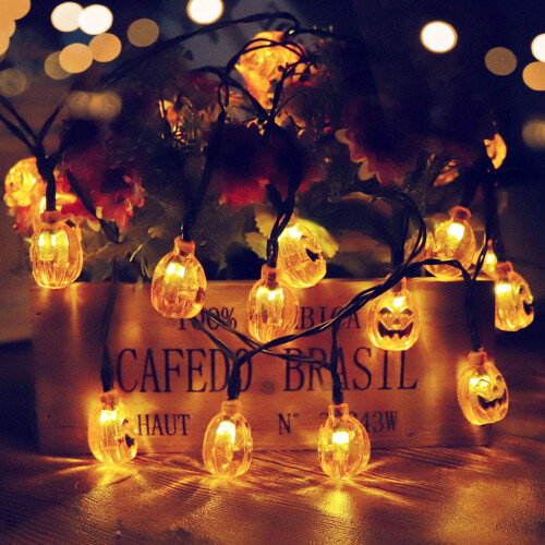 Guirnalda de luces de esqueletos de Halloween, funciona con pilas, 2 m