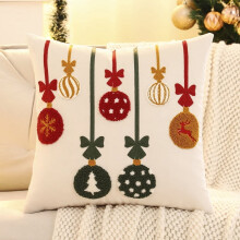 Funda de almohada navideña con flores, bordada en terciopelo, 1 unidad.