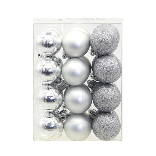 Christmas Balls Baubles Silver 24 Pieces