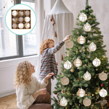 Christmas Ball Ornaments Champagne Gold Multicolor 9Pcs