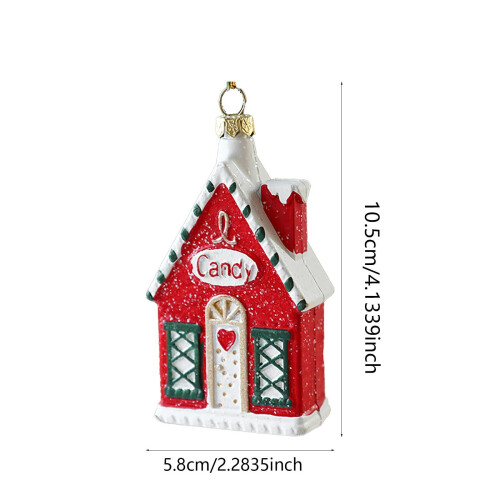 Christmas pendant ornament red white small house 1