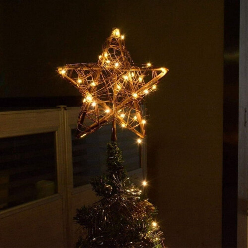 Étoile lumineuse en rotin pour sapin de Noël avec télécommande 1