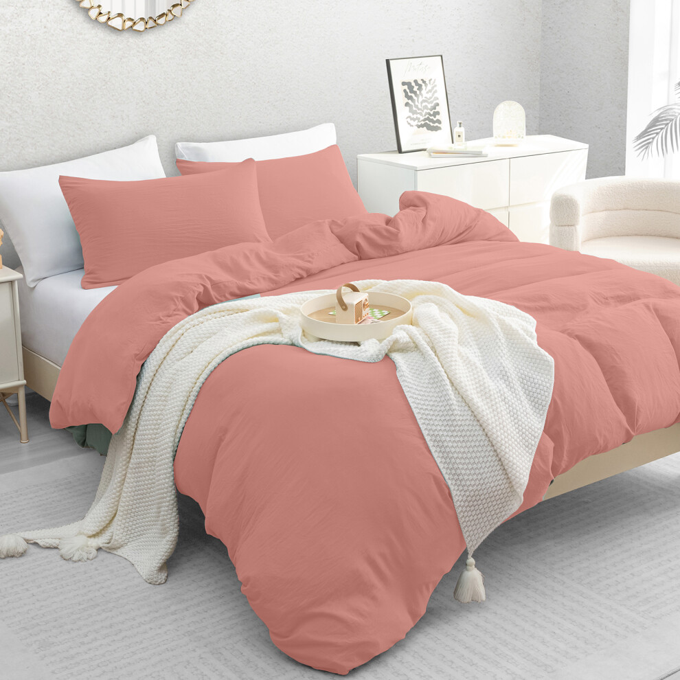 Lazzaro Home Feel The Difference (Super King (220Cm X 260Cm), Rose Down) Luxury Prewashed Microfiber Duvet Cover Set With Zipper Closure