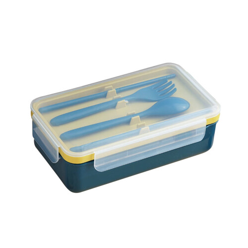 Plastová bento krabička s riadom modrá, 1 kus