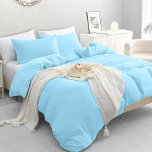 (Single (135cm x 200cm), Cauli-Flower Blue) Luxury Prewashed Microfiber Duvet Cover Set with Zipper Closure