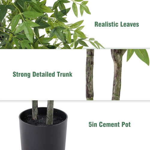 Árvore artificial de bambu de seda, 1,83 m de altura, com 1155 folhas em vaso. 2