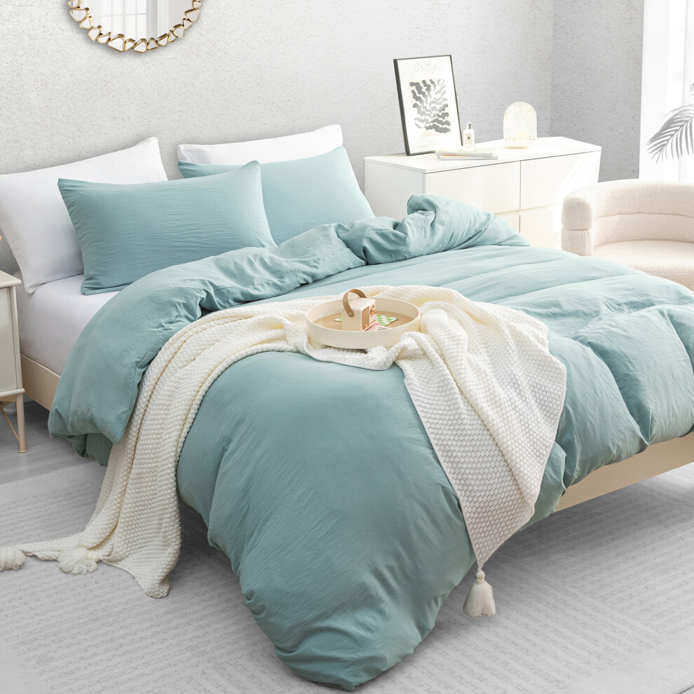 Lazzaro Home Feel The Difference (Single (135Cm X 200Cm), Sage Green) Luxury Prewashed Microfiber Duvet Cover Set With Zipper Closure